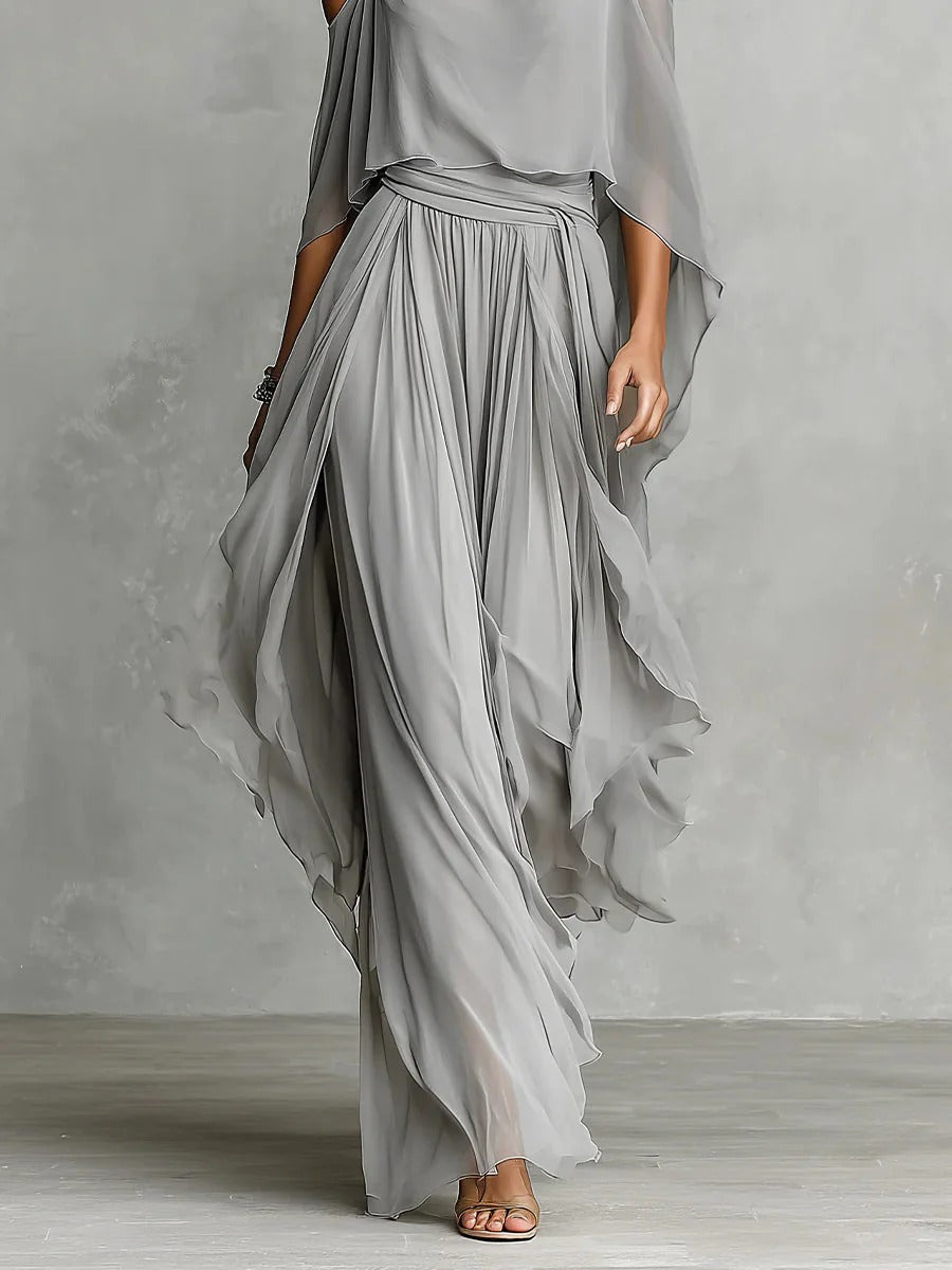 Isabela | Gray Fluid Set with Strap Top and Lightweight Pants