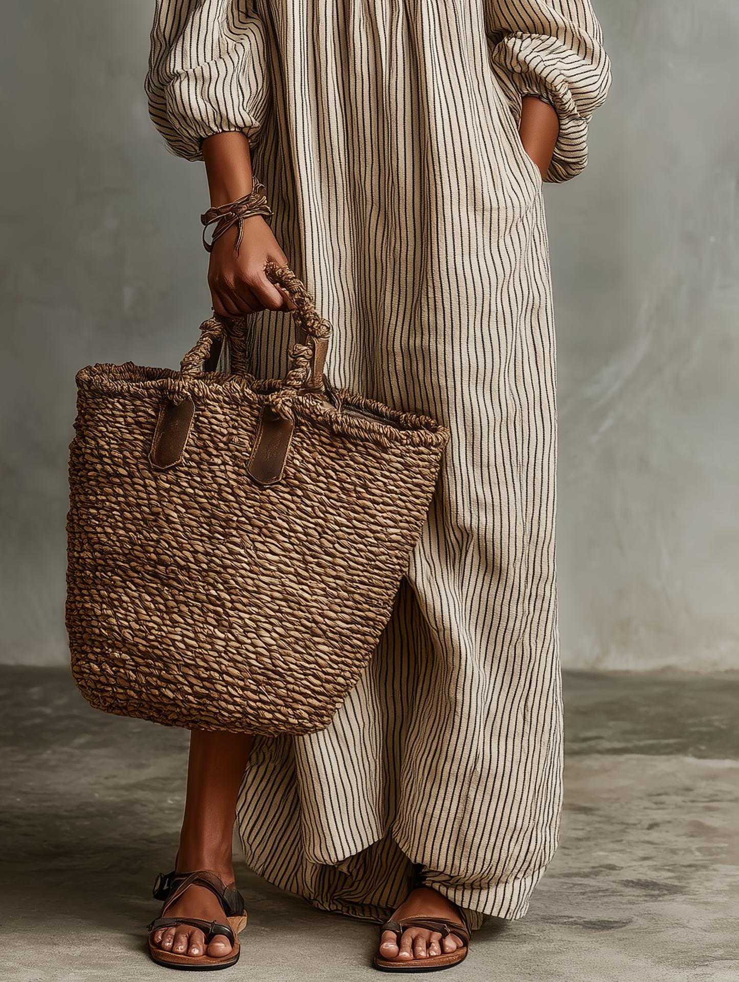 Carmen | Long Cotton and Linen Dress with Off-Shoulder Design