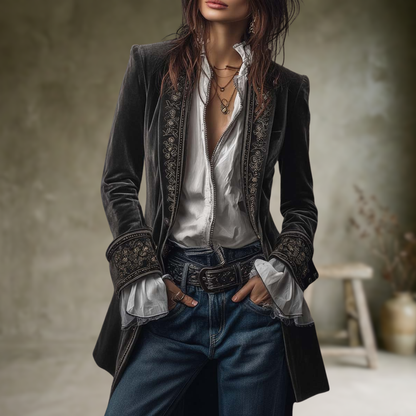 Federica | Vintage Long Velvet Jacket Federica