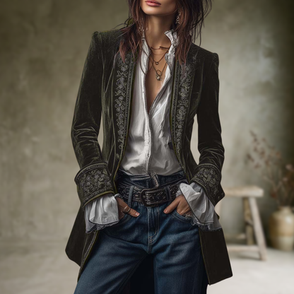 Federica | Vintage Long Velvet Jacket Federica