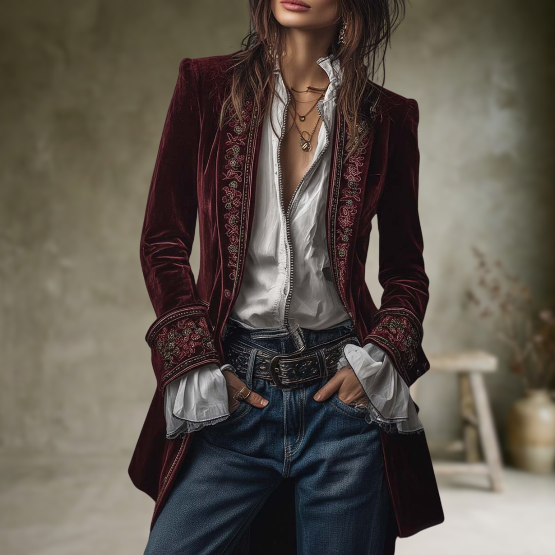 Federica | Vintage Long Velvet Jacket Federica
