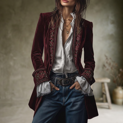 Federica | Vintage Long Velvet Jacket Federica