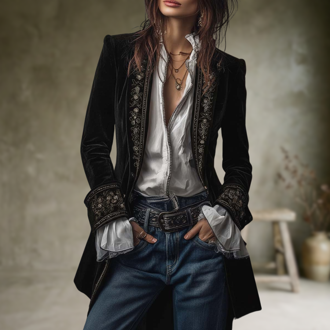 Federica | Vintage Long Velvet Jacket Federica