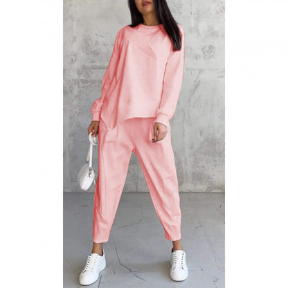 Women's Long-Sleeve Sweatshirt with Irregular Hem and Matching Pants
