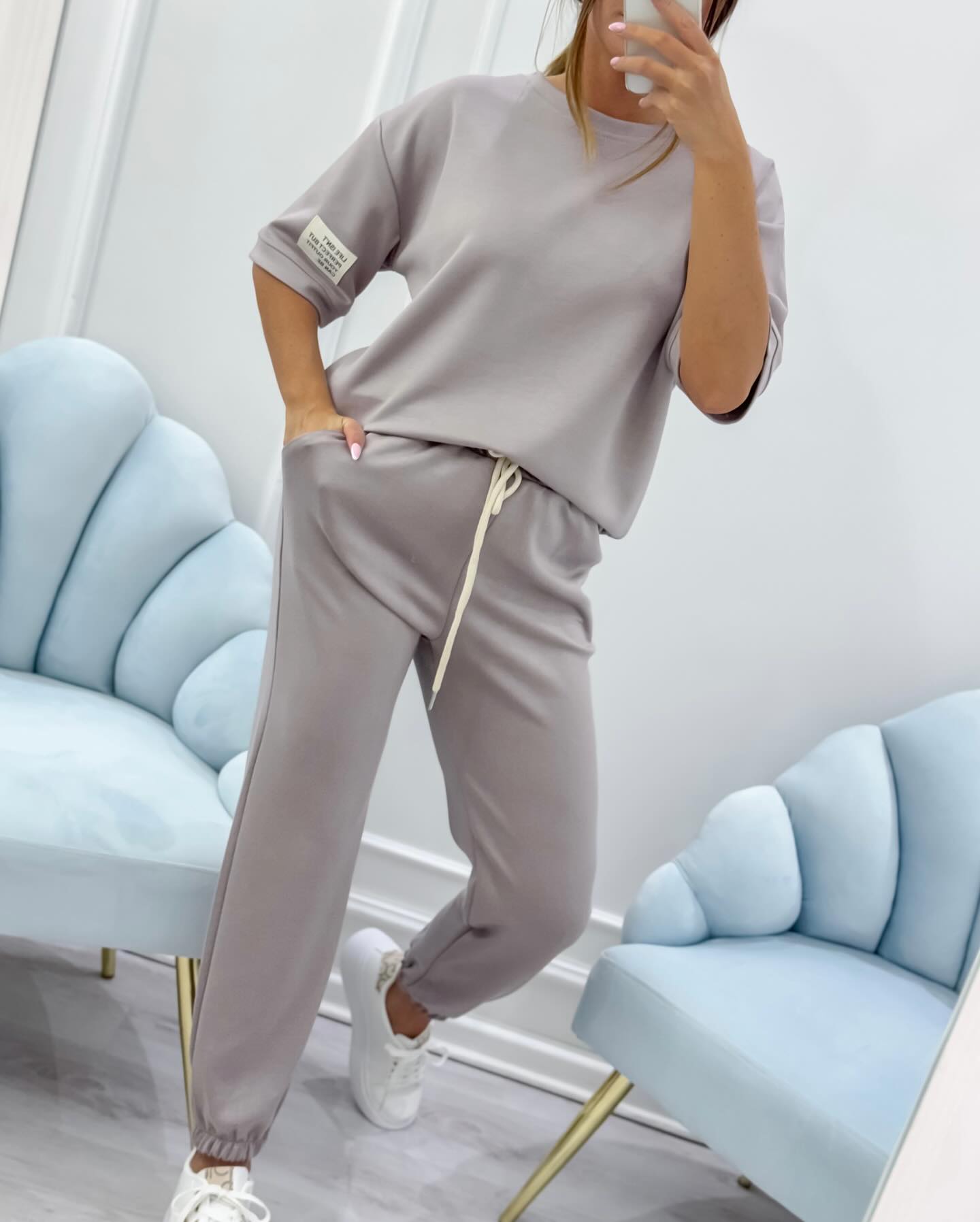 Women's Casual Set with Solid Top and Pants