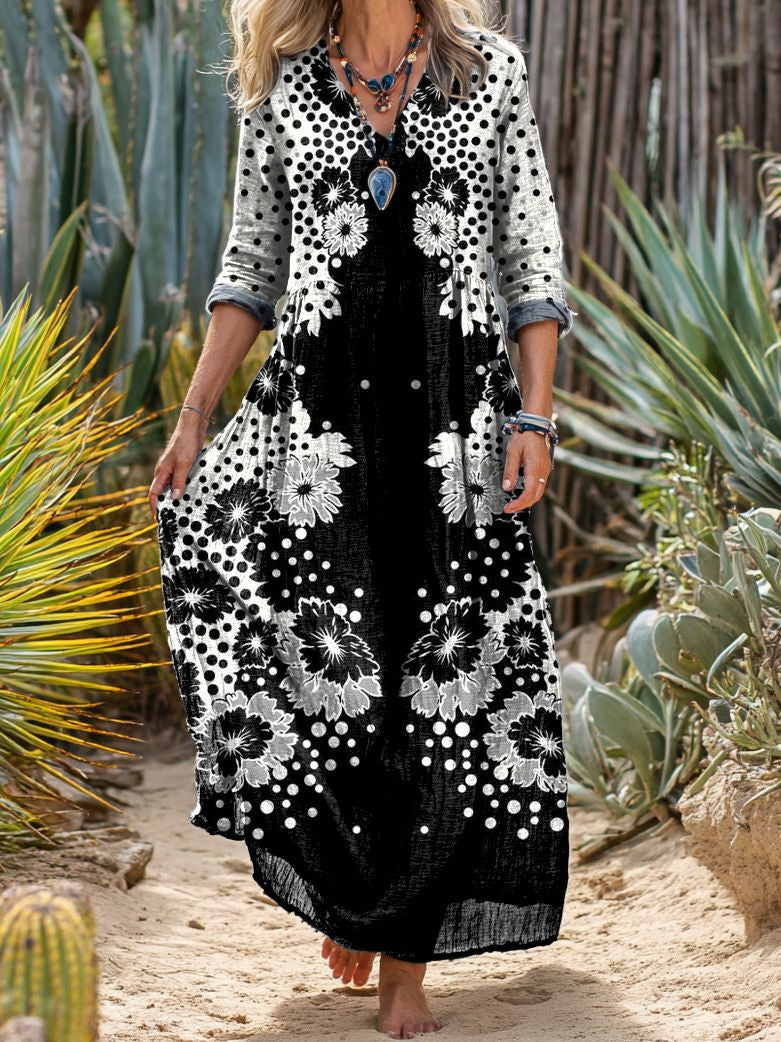 Vintage Boho Embroidered Maxi Dress
