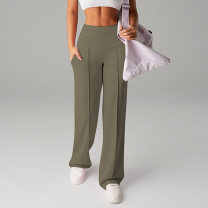 Women's Solid Color Pants with Straight Legs