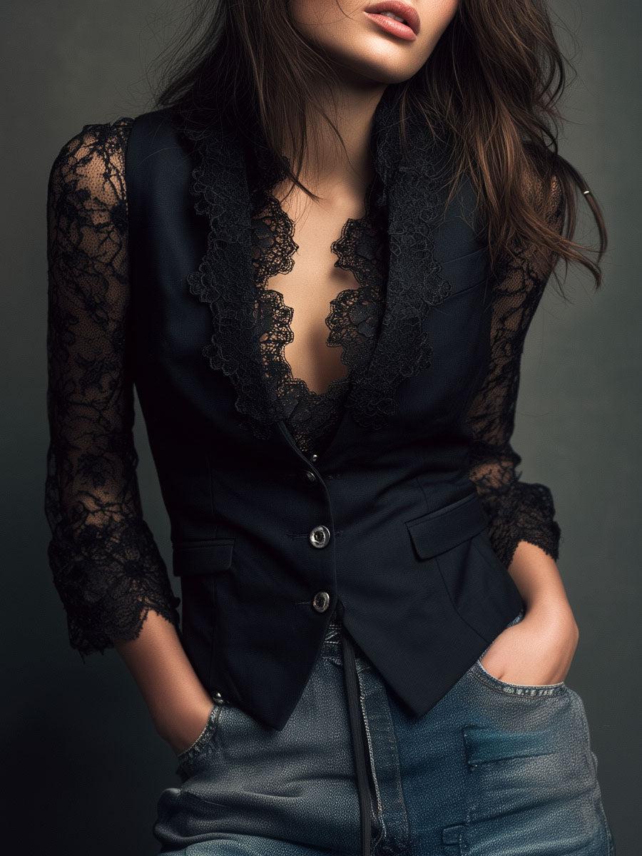 Seweryna | Elegant Blouse with Lace Details