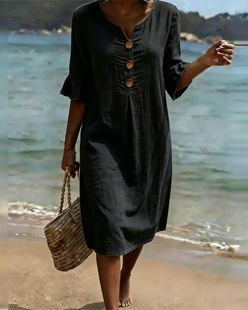 Lotus Leaf Dress with Jean Sleeves