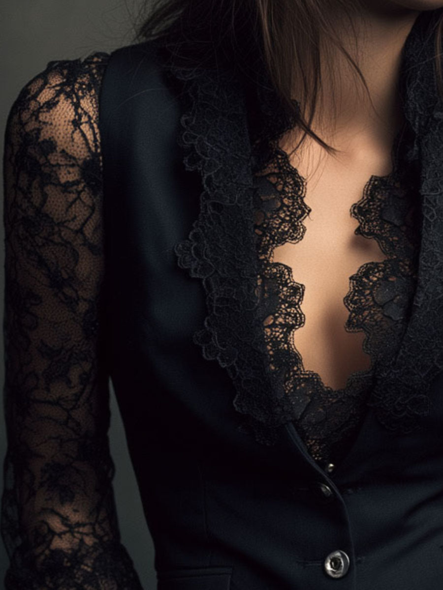 Seweryna | Elegant Blouse with Lace Details