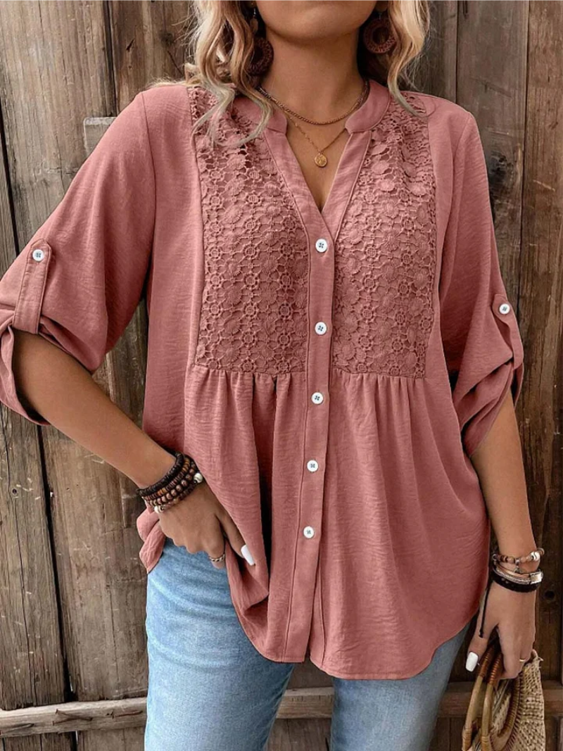 Noor – V-neck Blouse with Buttons