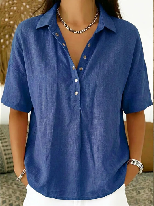 Van Delft Mode® | Blouse with Collar and Button