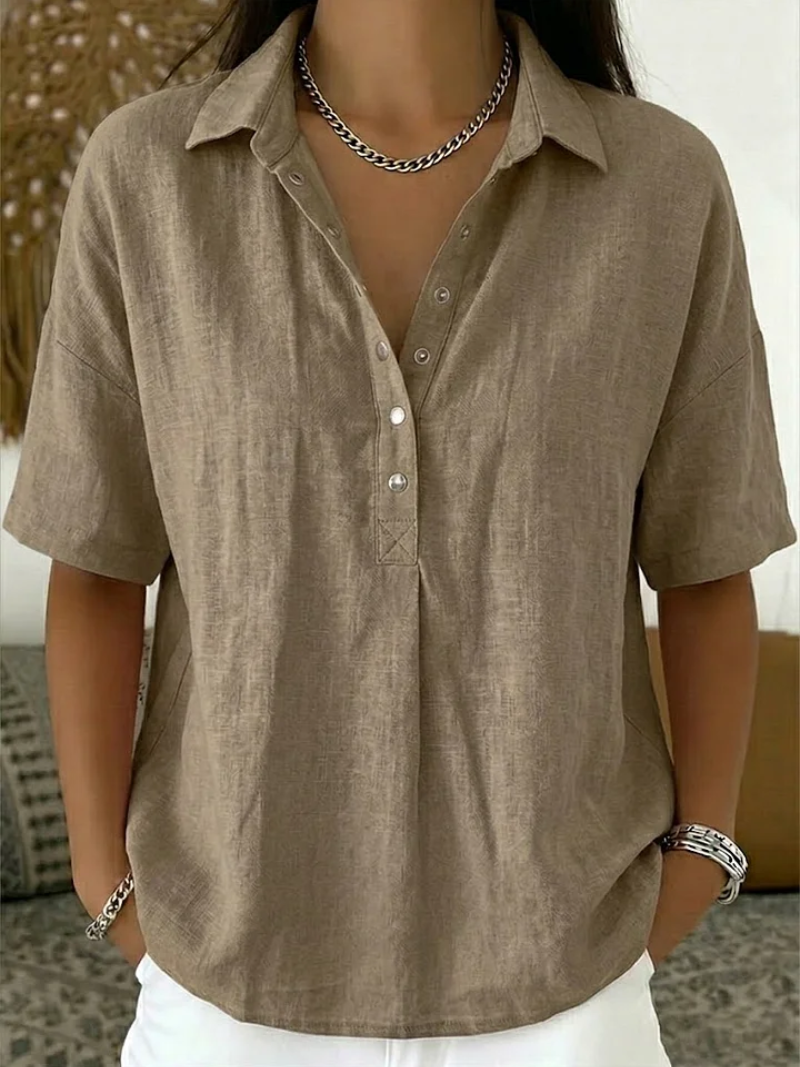 Van Delft Mode® | Blouse with Collar and Button