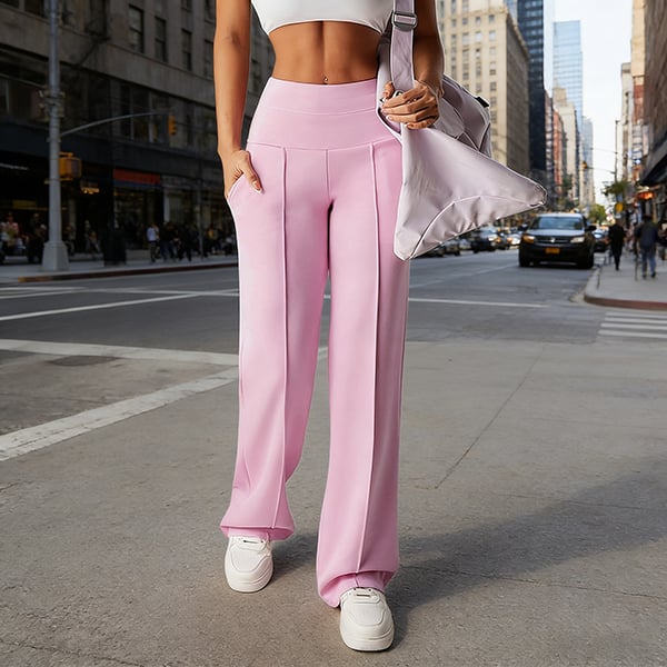 Women's Solid Color Pants with Straight Legs