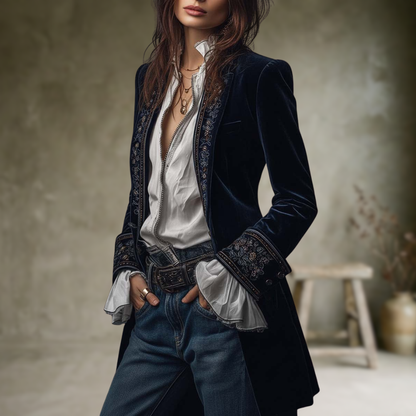 Federica | Vintage Long Velvet Jacket Federica