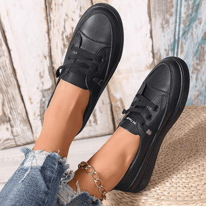 Women's White Lace-Up Flat Orthopedic Shoes - Breathable Soft Insole