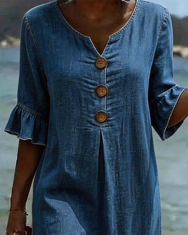 Lotus Leaf Dress with Jean Sleeves