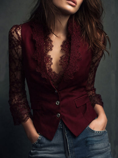 Seweryna | Elegant Blouse with Lace Details