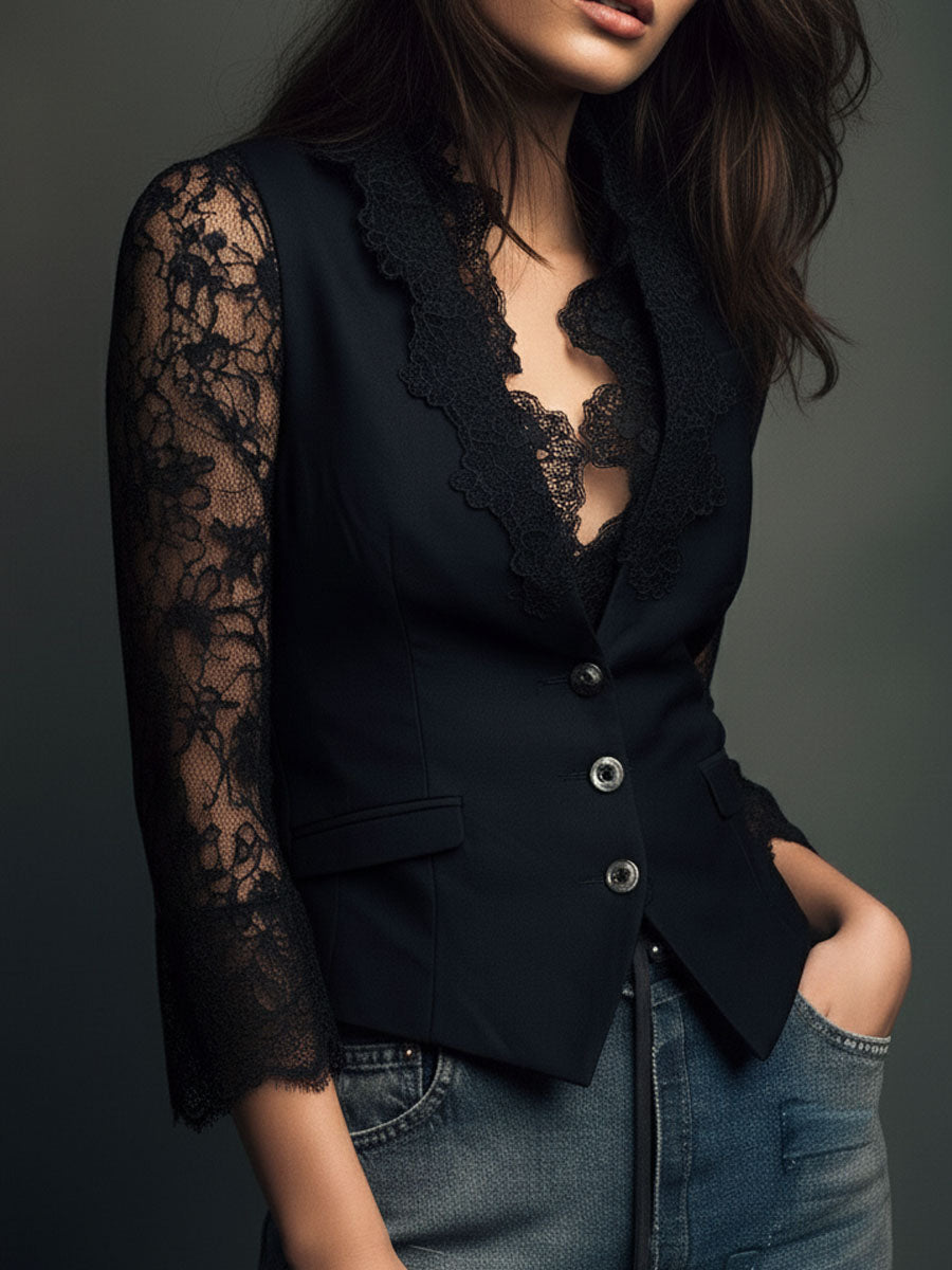 Seweryna | Elegant Blouse with Lace Details