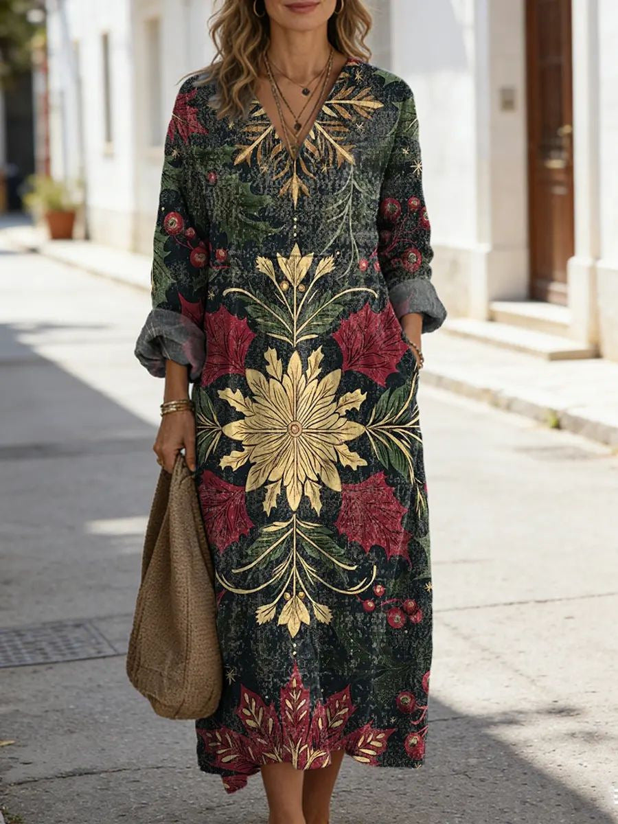 Vintage Boho Embroidered Maxi Dress