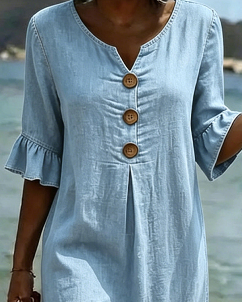 Lotus Leaf Dress with Jean Sleeves