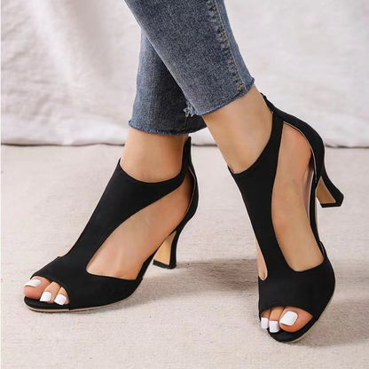 Fish-Shaped Back Zipper Heels