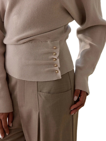 Rina - Metal Detail Ribbed Knit Sweater