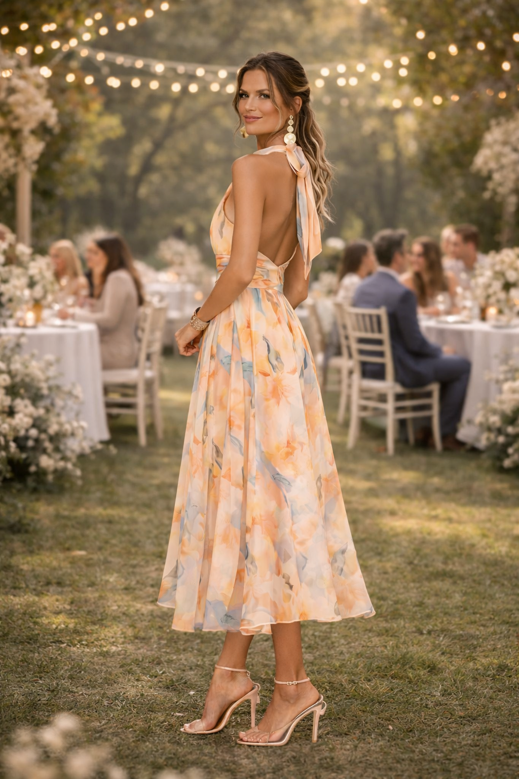 Esther™ | Halter Neck Watercolor Print Dress