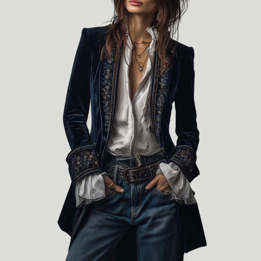 Federica | Vintage Long Velvet Jacket Federica