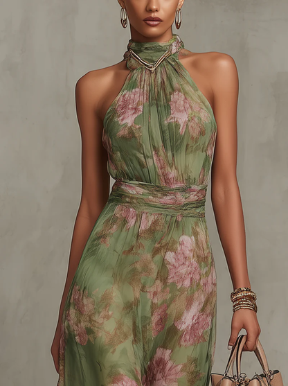 Livia | Floral Maxi Halter Dress