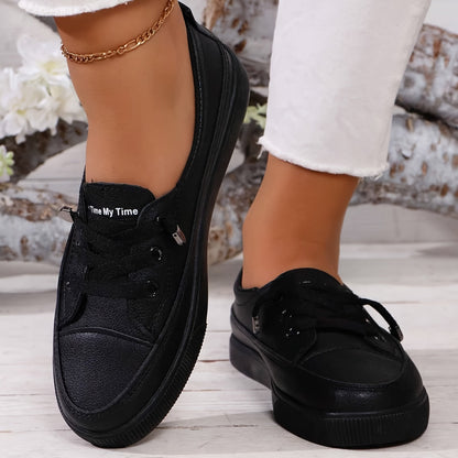 Women's White Lace-Up Flat Orthopedic Shoes - Breathable Soft Insole