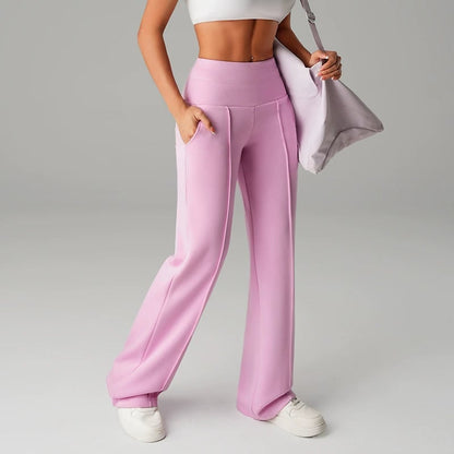 Women's Solid Color Pants with Straight Legs