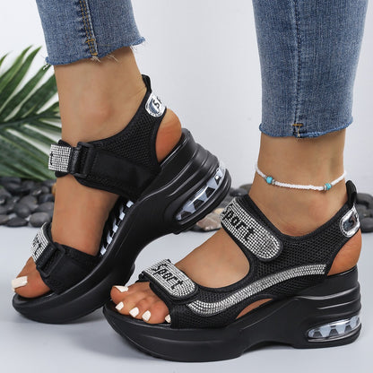 Trendy Women's Orthopedic Platform Sandals with Crystals