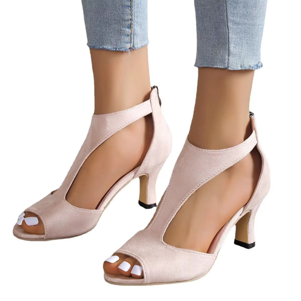 Fish-Shaped Back Zipper Heels