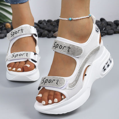 Trendy Women's Orthopedic Platform Sandals with Crystals