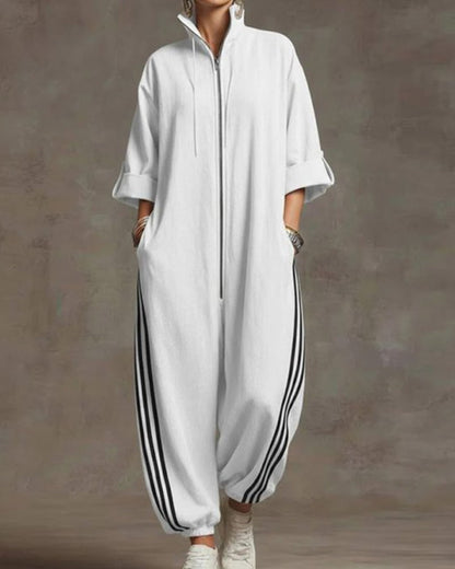 Leonora | Striped Tracksuit, Sporty Style with Zipper