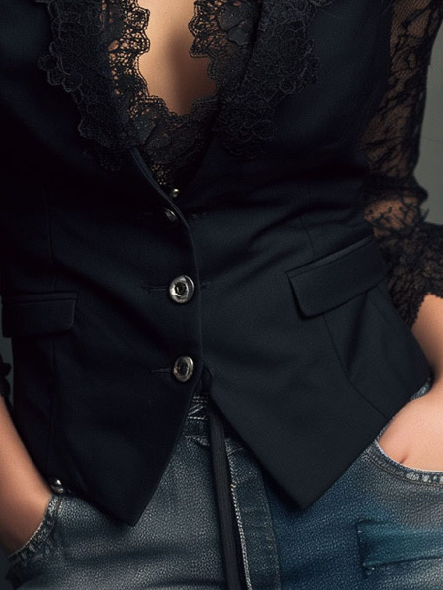 Seweryna | Elegant Blouse with Lace Details