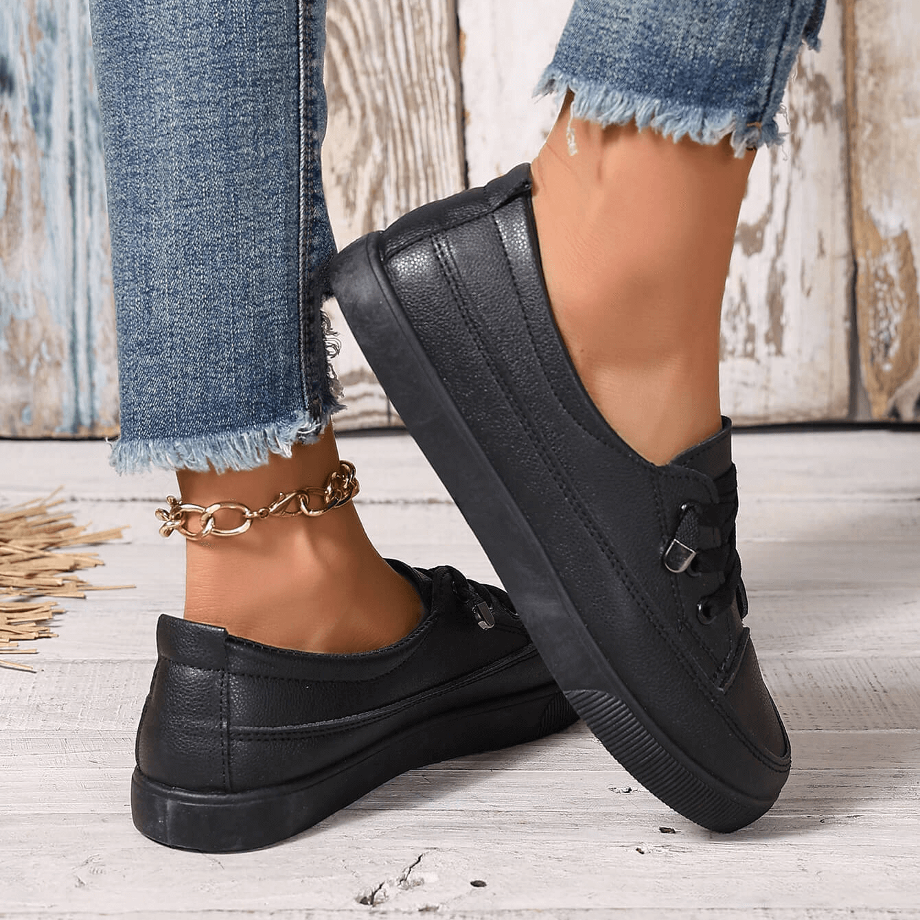 Women's White Lace-Up Flat Orthopedic Shoes - Breathable Soft Insole