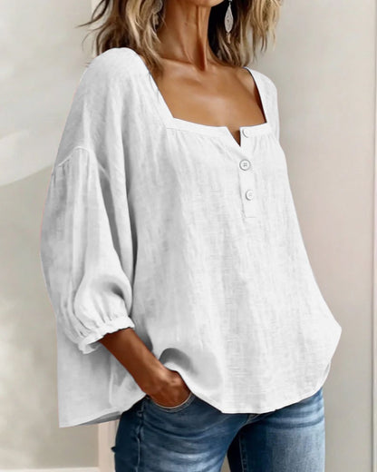 Blouse Simple Square Neck Long Sleeve