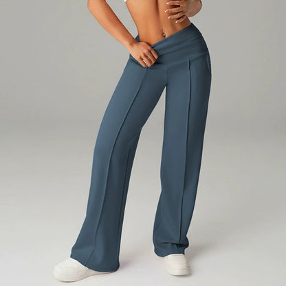 Women's Solid Color Pants with Straight Legs